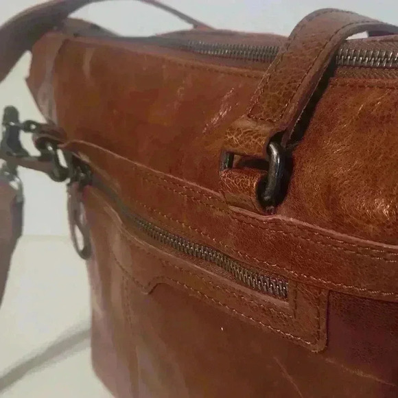 NWOT SPIKES & SPARROW Cognac brown leather textured medium shoulder bag purse - Picture 3 of 13